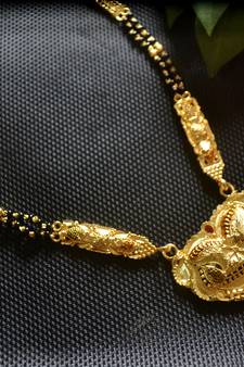Designer hand crafted temple mangalsutra gold plated long mangalsutra necklace