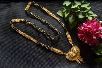 Designer hand crafted temple mangalsutra gold plated long mangalsutra necklace 2