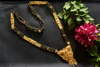 designer hand crafted temple mangalsutra gold plated long mangalsutra necklace 1