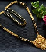  Designer hand crafted temple mangalsutra gold plated long mangalsutra necklace