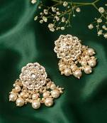 Designer kundan stone bridal dangler pearl stone earrings studs