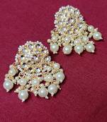Designer kundan stone bridal dangler pearl stone earrings studs
