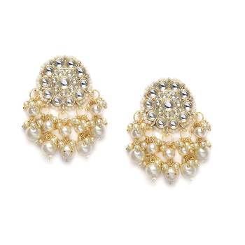 Designer kundan stone bridal dangler pearl stone earrings studs 2