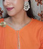 Designer kundan stone bridal dangler pearl stone earrings studs