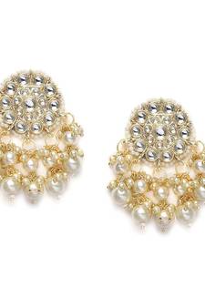 Designer kundan stone bridal dangler pearl stone earrings studs