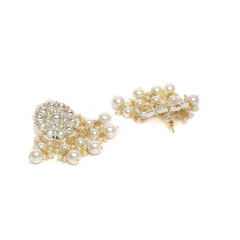 Designer kundan stone bridal dangler pearl stone earrings studs 2