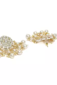 Designer kundan stone bridal dangler pearl stone earrings studs