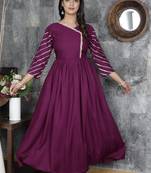 Women's Designer Rayon Solid Printed Gota Work Anarkali Kurti With Pant Set