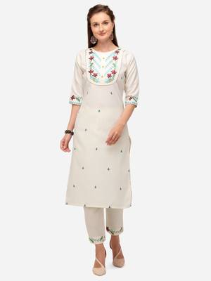 White embroidered cotton kurta-sets 1