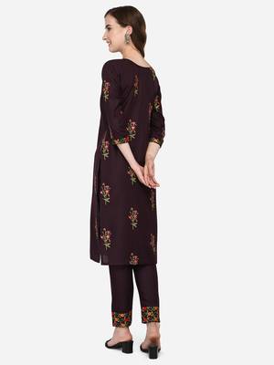 Purple embroidered cotton kurta-sets 6