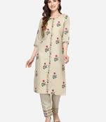 Grey embroidered cotton kurta-sets