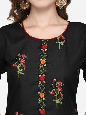 Black embroidered cotton kurta-sets 6