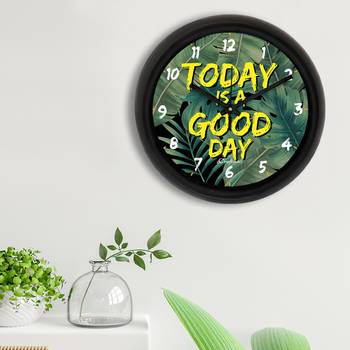 Today is a Good Day Green Designer Round Analog Black Wall Clock 3