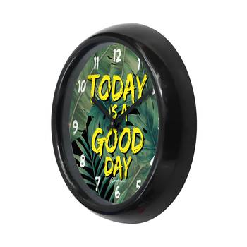Today is a Good Day Green Designer Round Analog Black Wall Clock 5