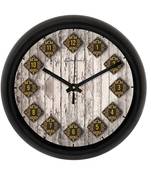 Rustic Look Designer Round Analog Black Wall Clock