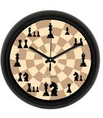 Chess Theme Brown Designer Round Analog Black Wall Clock