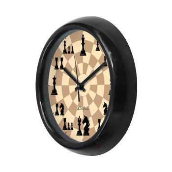 Chess Theme Brown Designer Round Analog Black Wall Clock 5