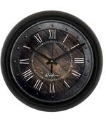 Rustic Wood and IronDesigner Round Analog Black Wall Clock