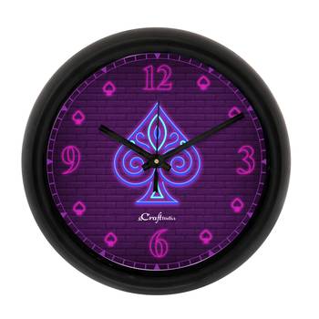 Heart Playing Card Designer Round Analog Black Wall Clock 1