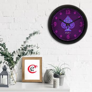 Heart Playing Card Designer Round Analog Black Wall Clock 2