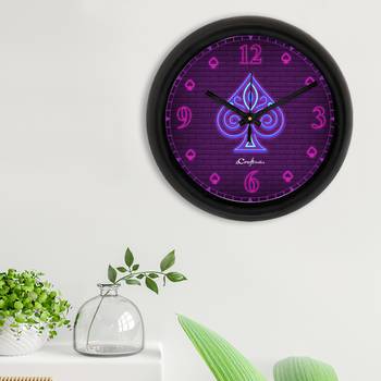 Heart Playing Card Designer Round Analog Black Wall Clock 3