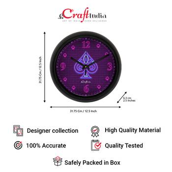 Heart Playing Card Designer Round Analog Black Wall Clock 4