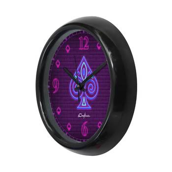 Heart Playing Card Designer Round Analog Black Wall Clock 5