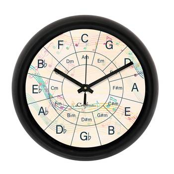 Music Notes Designer Round Analog Black Wall Clock 1