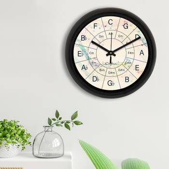 Music Notes Designer Round Analog Black Wall Clock 3