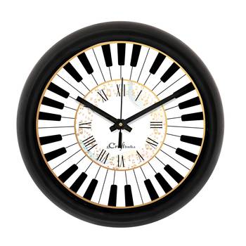 Piano Designer Round Analog Black Wall Clock 1
