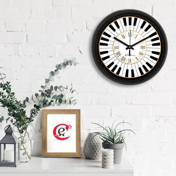 Piano Designer Round Analog Black Wall Clock 2