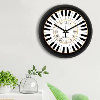 Piano Designer Round Analog Black Wall Clock 3
