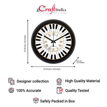 Piano Designer Round Analog Black Wall Clock 4