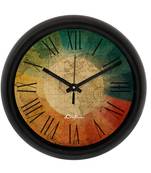 World Map Designer Round Analog Black Wall Clock