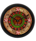 Casino Poker Chips Designer Round Analog Black Wall Clock