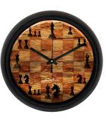 Chess Game Designer Round Analog Black Wall Clock