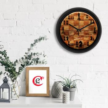 Chess Game Designer Round Analog Black Wall Clock 2
