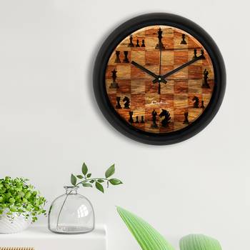 Chess Game Designer Round Analog Black Wall Clock 3