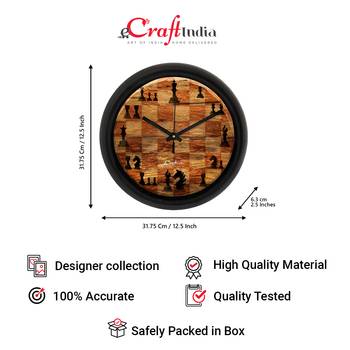 Chess Game Designer Round Analog Black Wall Clock 4