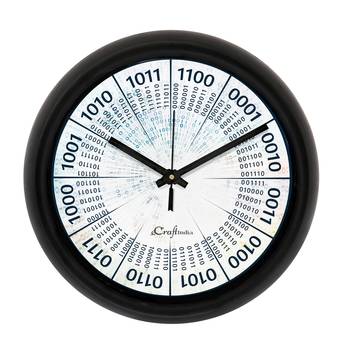 Binary Number Designer Round Analog Black Wall Clock 1