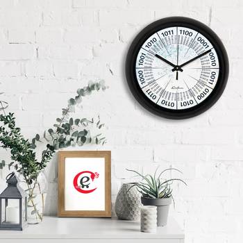 Binary Number Designer Round Analog Black Wall Clock 2
