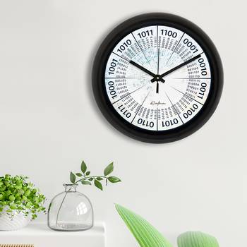 Binary Number Designer Round Analog Black Wall Clock 3