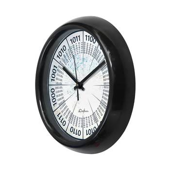 Binary Number Designer Round Analog Black Wall Clock 5