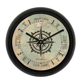 Compass Designer Round Analog Black Wall Clock 1