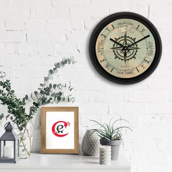 Compass Designer Round Analog Black Wall Clock 2
