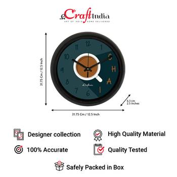 Chai LoverDesigner Round Analog Black Wall Clock 4