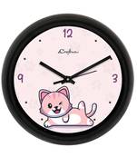 Winky Cat Designer Round Analog Black Wall Clock
