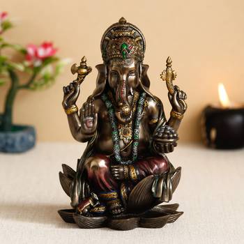 Lord Ganesha Cold Cast Bronze Resin Decorative Figurine 1