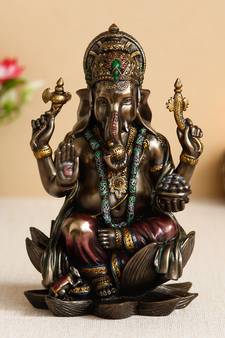 Lord Ganesha Cold Cast Bronze Resin Decorative Figurine