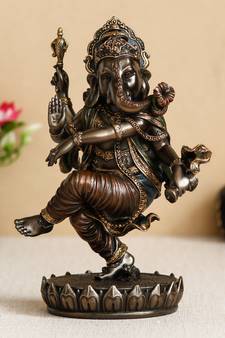 Dancing Lord Ganesha Cold Cast Bronze Resin Decorative Showpiece Figurine